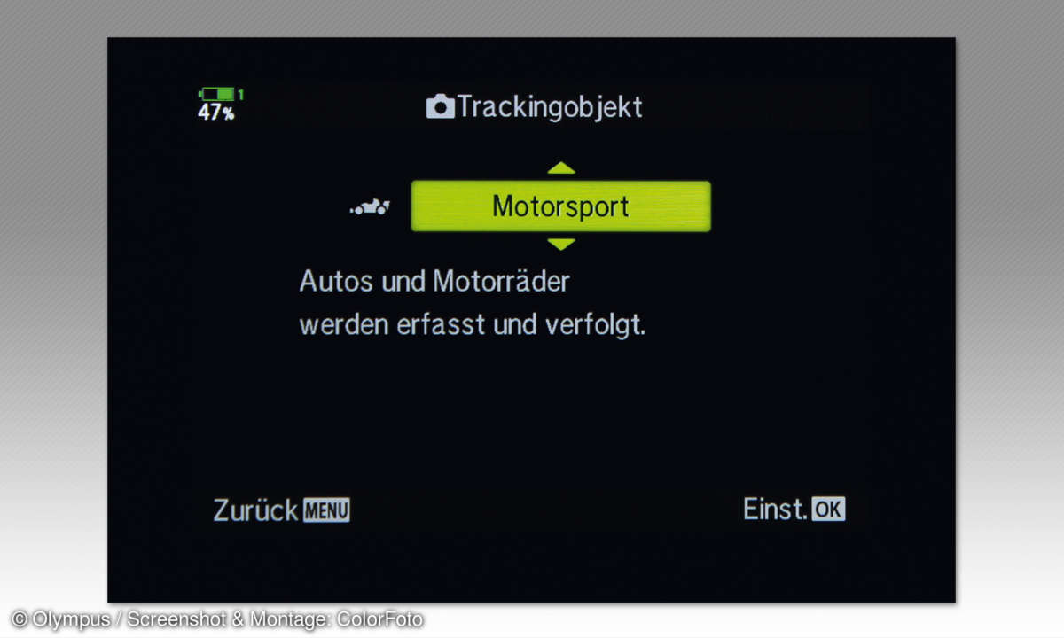 Olympus OM-D E-M1X: AF-Tracking Einstellung