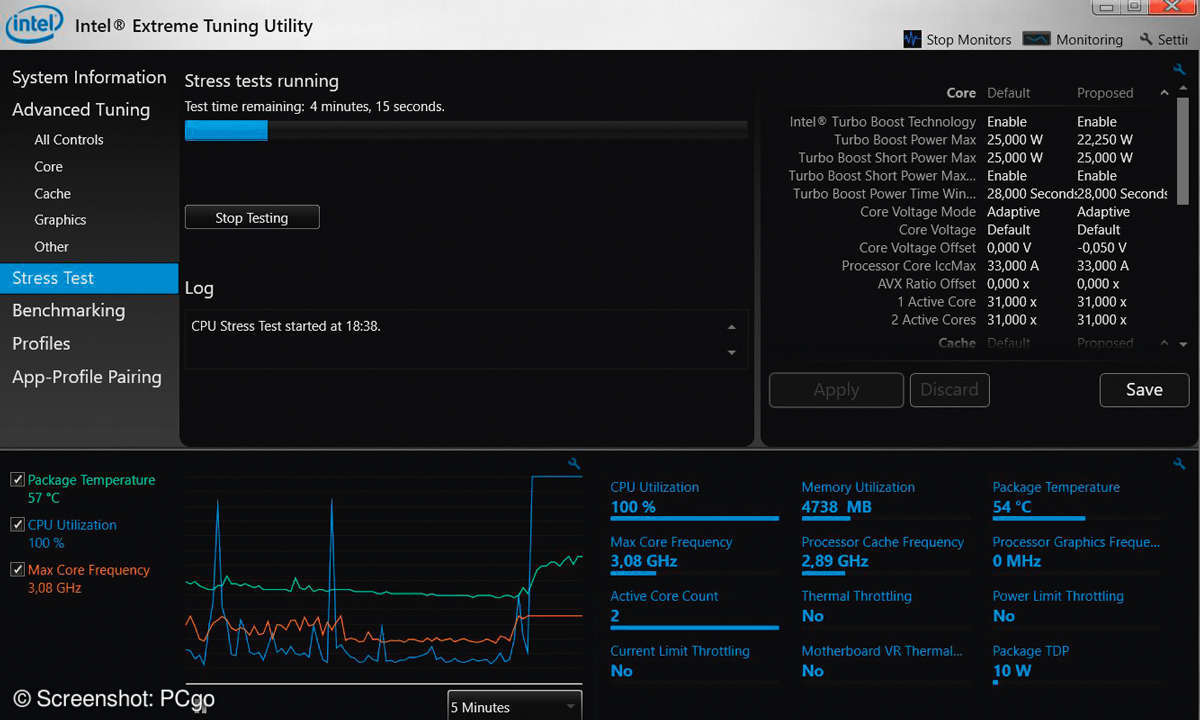Intel-Tool XTU: Notebook Akkulaufzeit verlängern - Stresstest