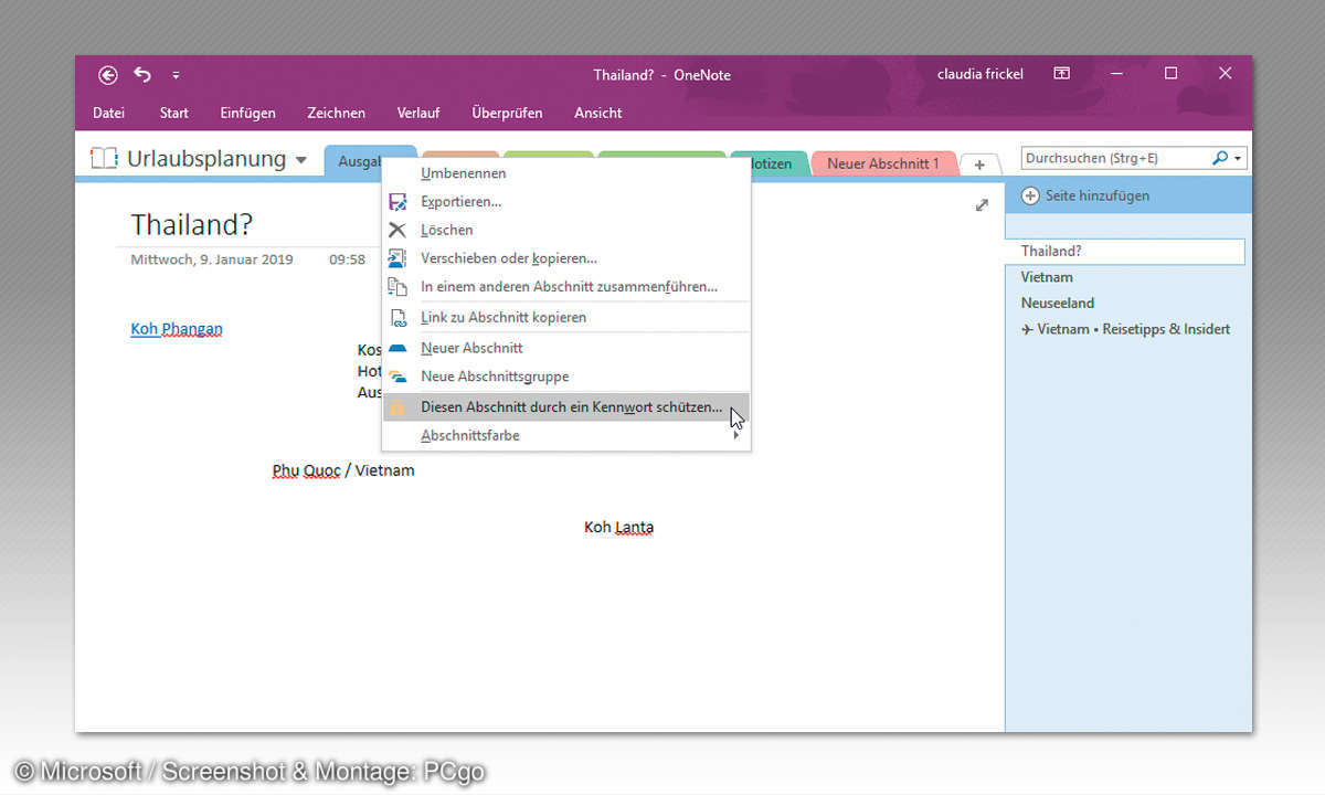 7. So schützen Sie Ihre Notizen in OneNote mit einem Passwort
