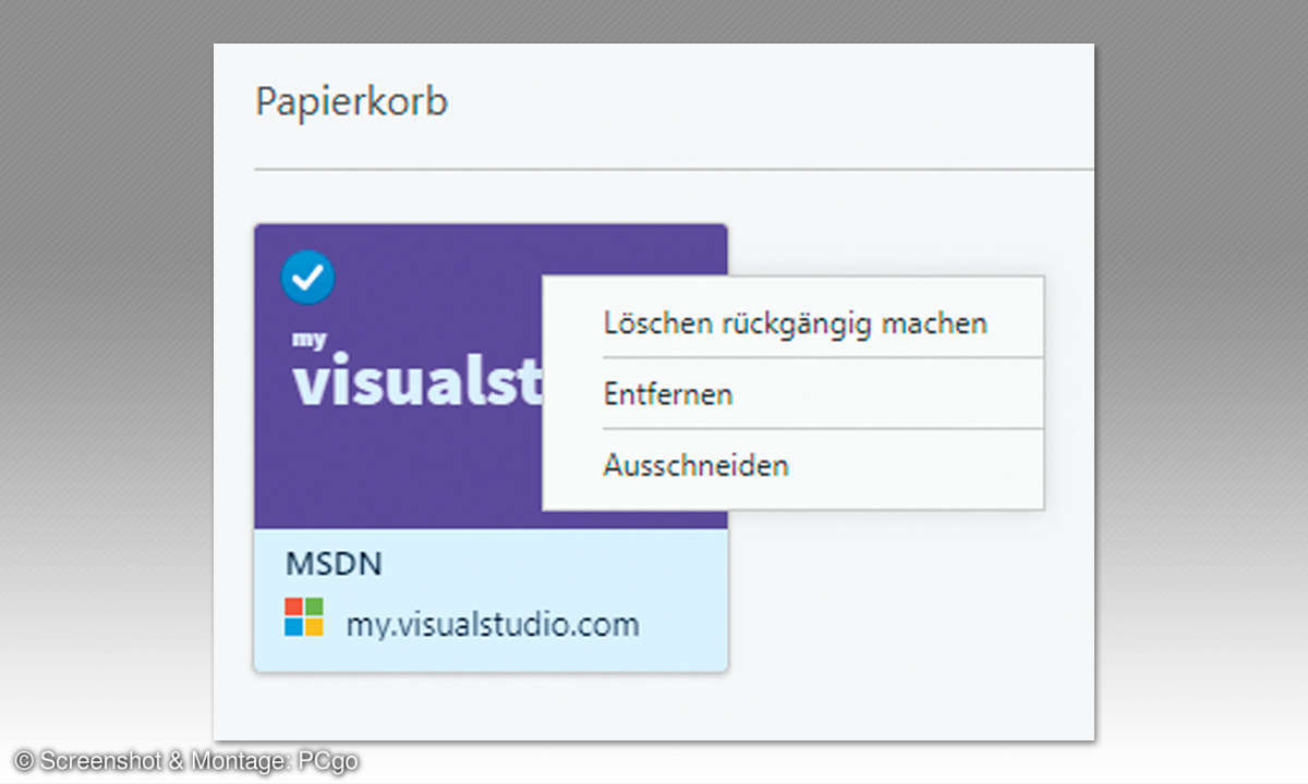 Opera Version 60: Papierkorb