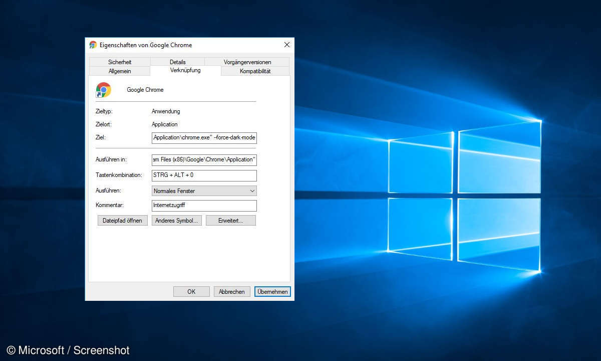 Google Chrome im Darkmode auf Windows 10 - Aktivierung