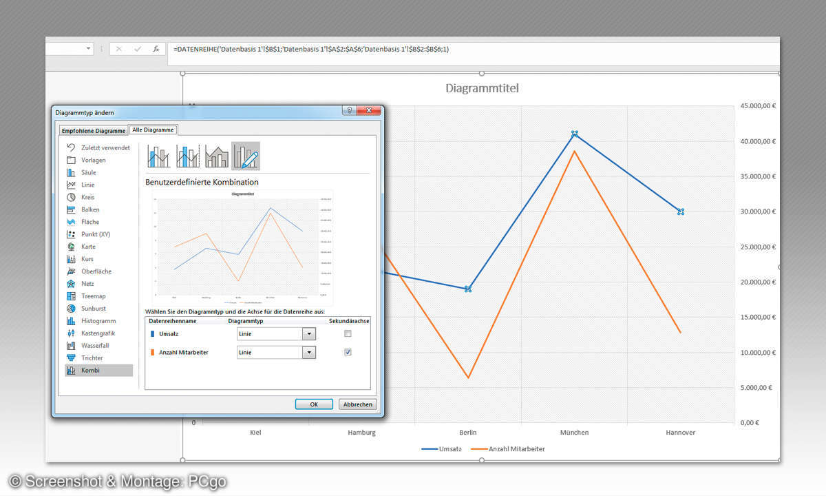 Excel: Brillante Diagramme erstellen - Zweite Wertachse Tipp 6