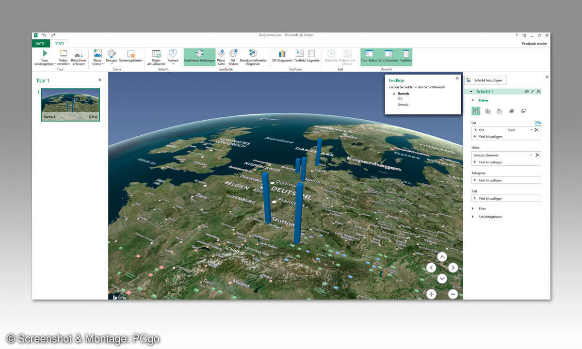 Excel: Brillante Diagramme erstellen - 3D-Karten von Bing Tipp 10