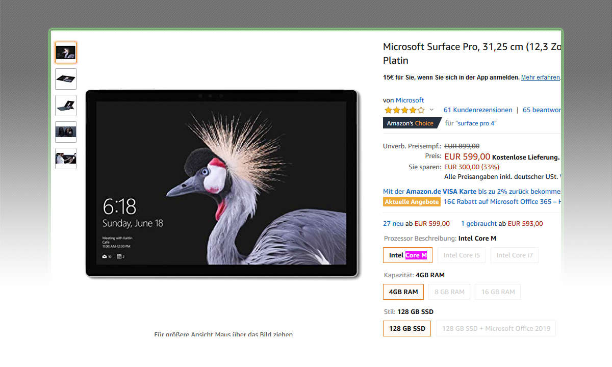 Surface Pro im Angebot