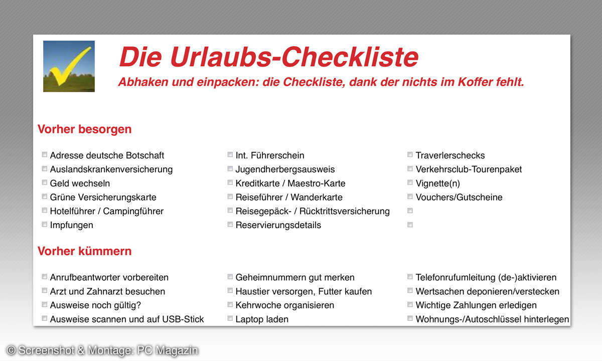 Mit Laptop und Smartphone im Urlaub: Die Urlaubs-Checkliste Screenshot