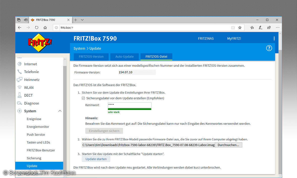 Fritzbox: Labor installieren