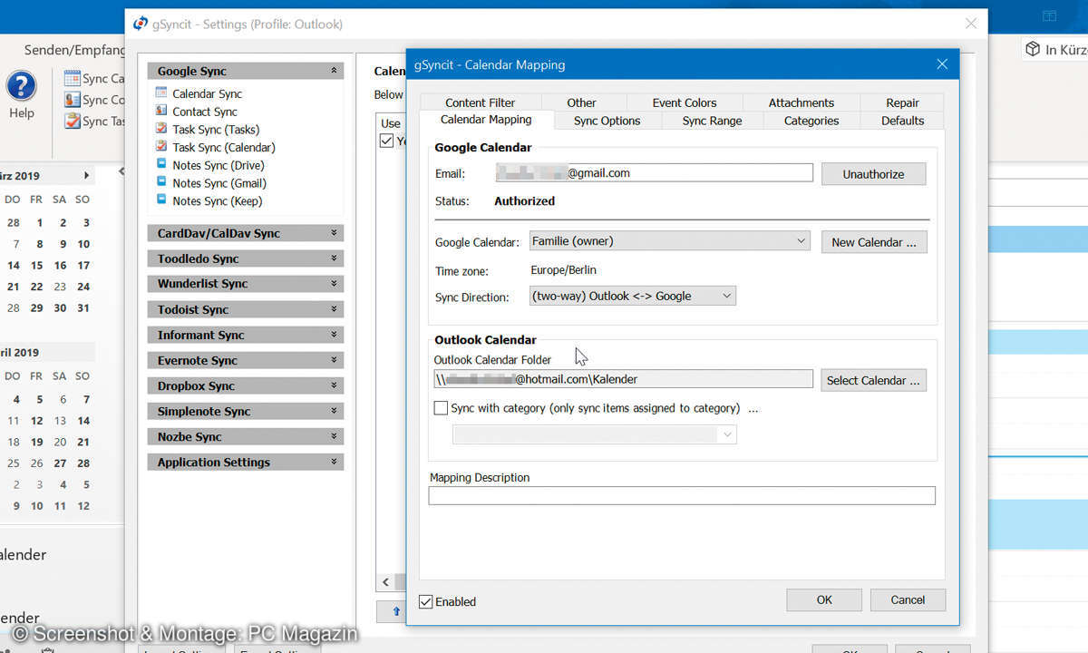 Google Calendar: Outlook-Add-on gSync