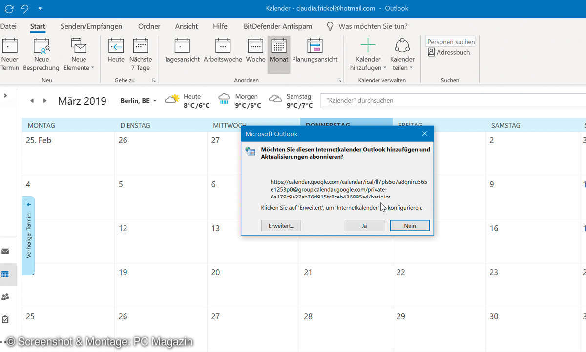 Google Calendar: Outlook