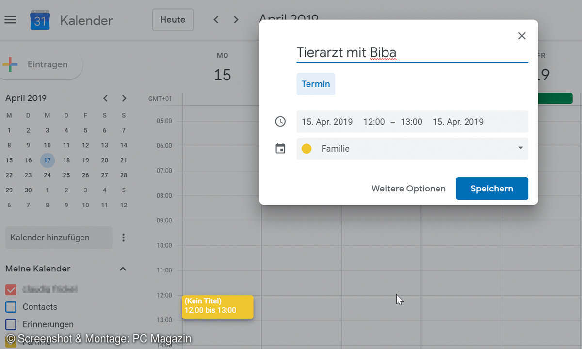 Google Calendar: Termin eintragen