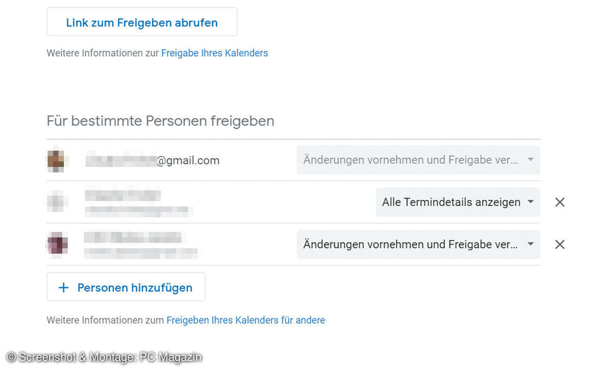 Google Calendar: Kalender frei geben