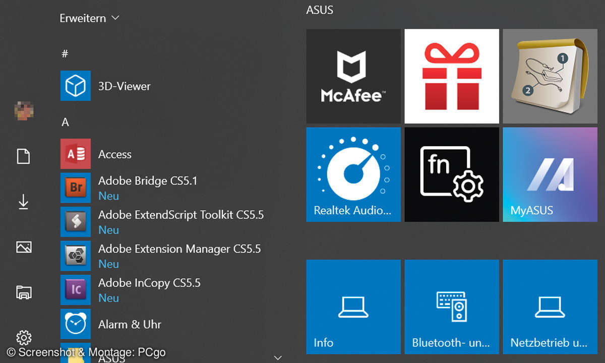 Windows 10: So passen Sie das Startmenü an - z.B. Bluetooth erreichen