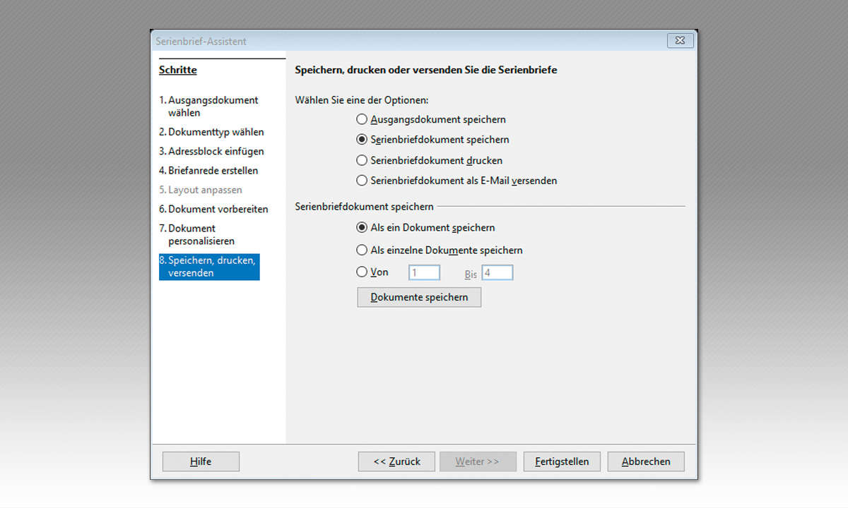 OpenOffice Writer: 10. Serienbrief - Speichern & Drucken