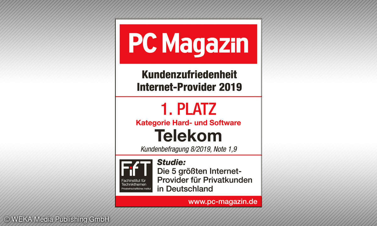 Internet-Provider-Kundenbarometer 2019: Kategorie Hard- & Software - 1. Platz - Telekom