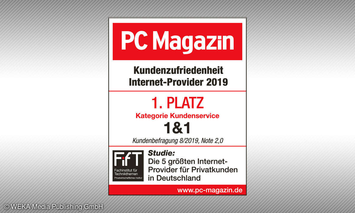 Internet-Provider-Kundenbarometer 2019: Kategorie Kundenservice - 1. Platz - 1&1