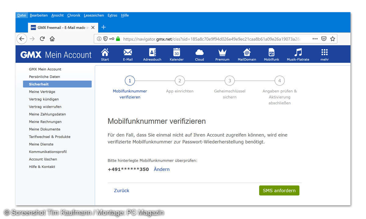 2-Faktor-Authentifizierung bei GMX und Web.de einrichten: 5. Schritt