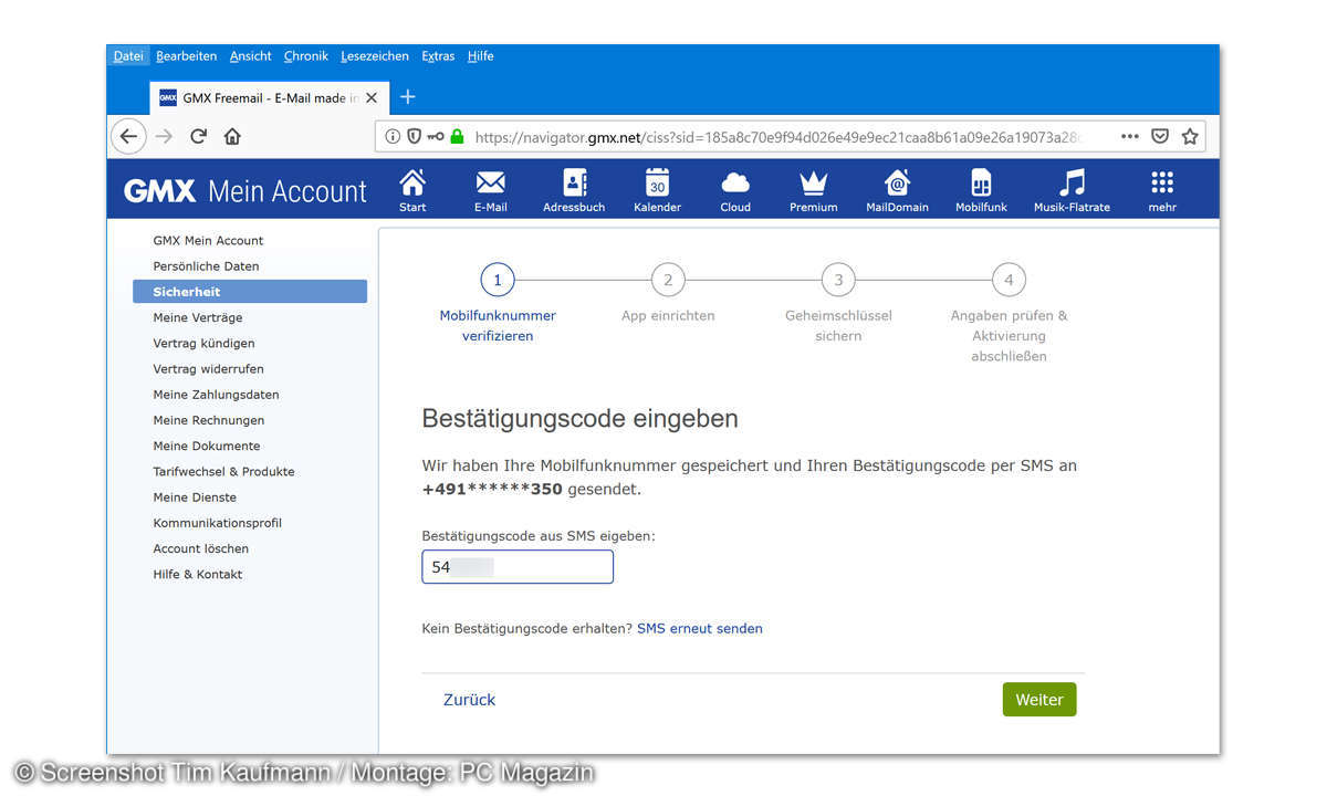 2-Faktor-Authentifizierung bei GMX und Web.de einrichten: 6. Schritt