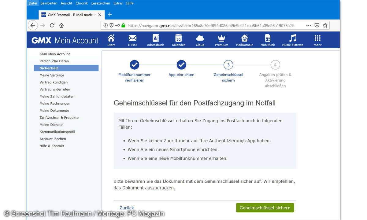 2-Faktor-Authentifizierung bei GMX und Web.de einrichten: 10. Schritt