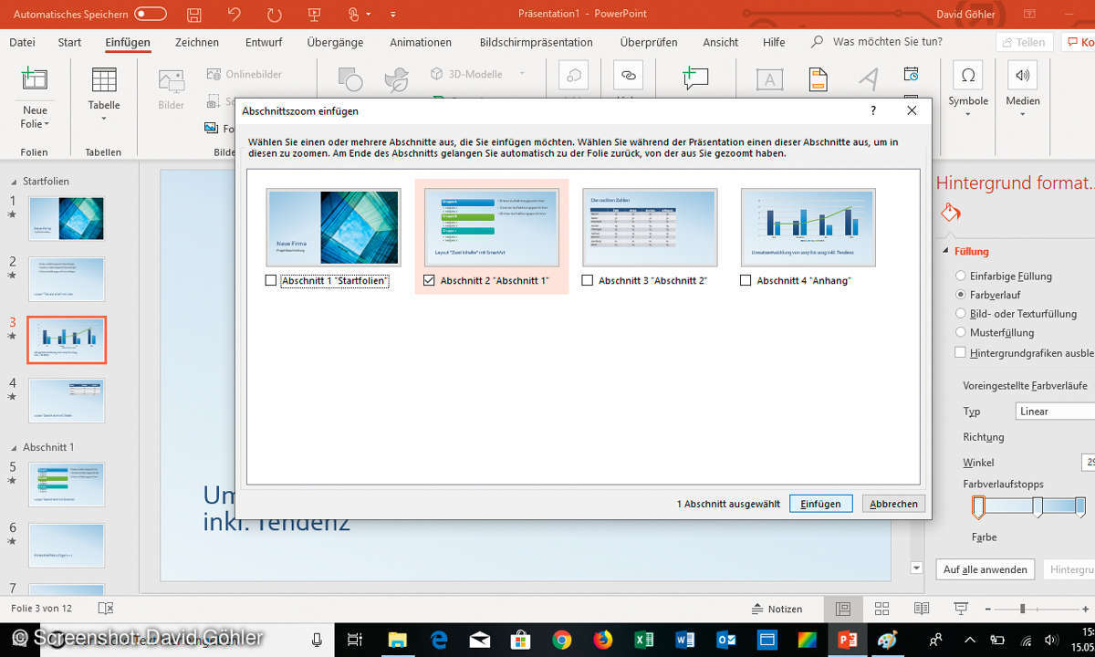 Zoom mit PowerPoint - Abschnittszoom für mehrere Folien