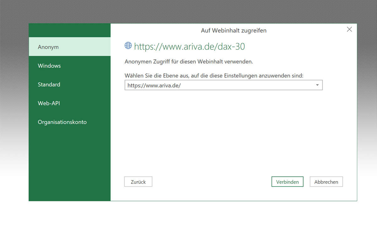 Excel-Aktienkurse importieren und abrufen