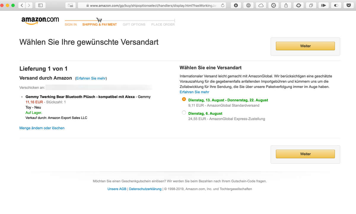 Amazon USA, Italien, Frankreich & Co.: Versand & -kosten