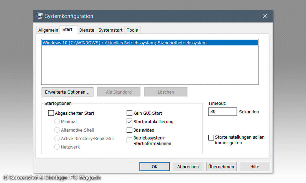 PC-Probleme beheben: Fehler durch einen Neustart beheben Protokoll Systemstart Screenshot