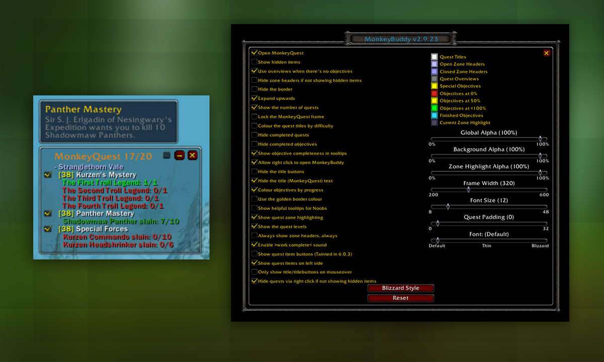 WoW Classic Addon Monkey Quest