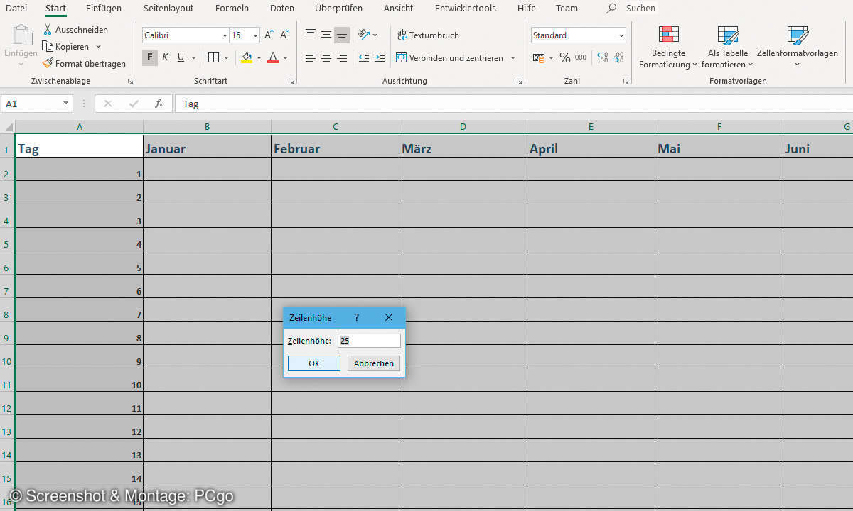Excel: So erstellen Sie einen Stundenplan - Jahresübersicht