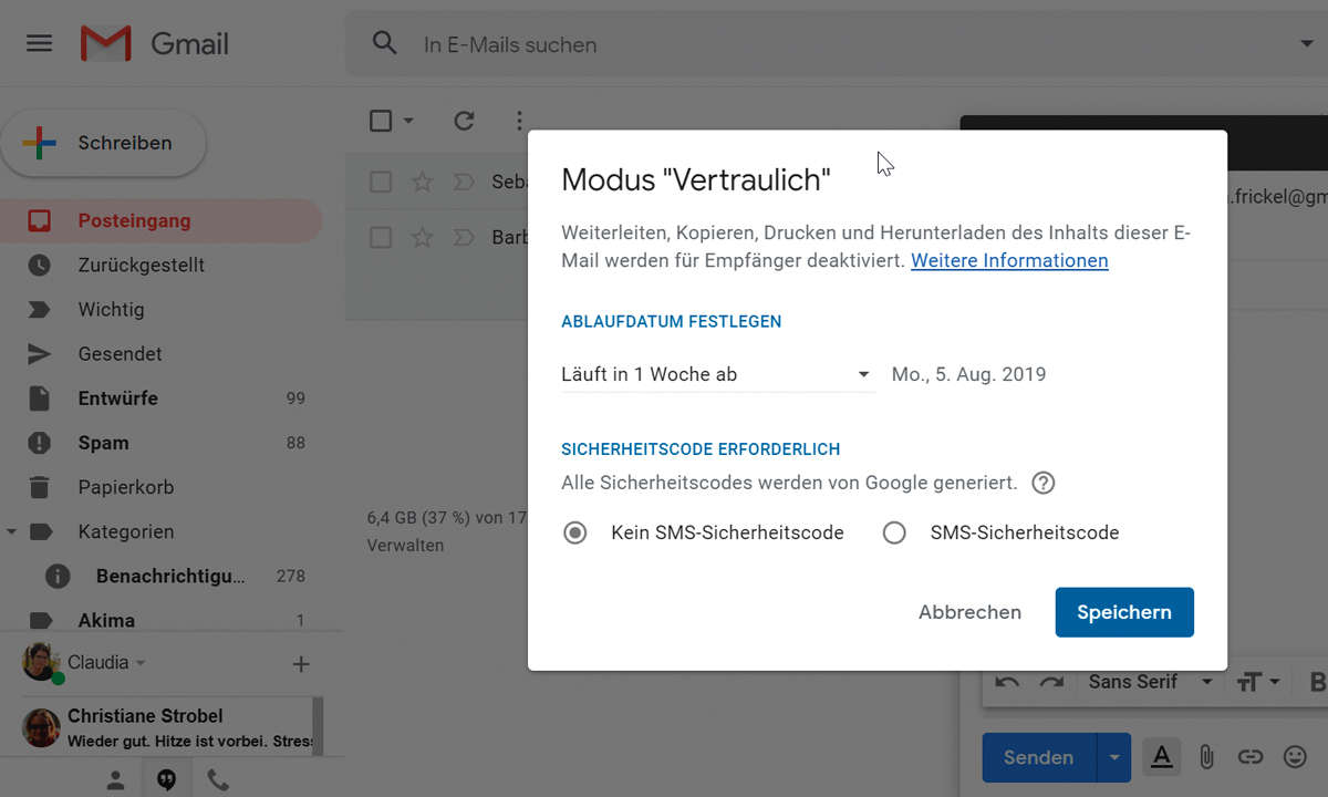 Gmail-Tipps: Wie versende ich vertrauliche Mails?