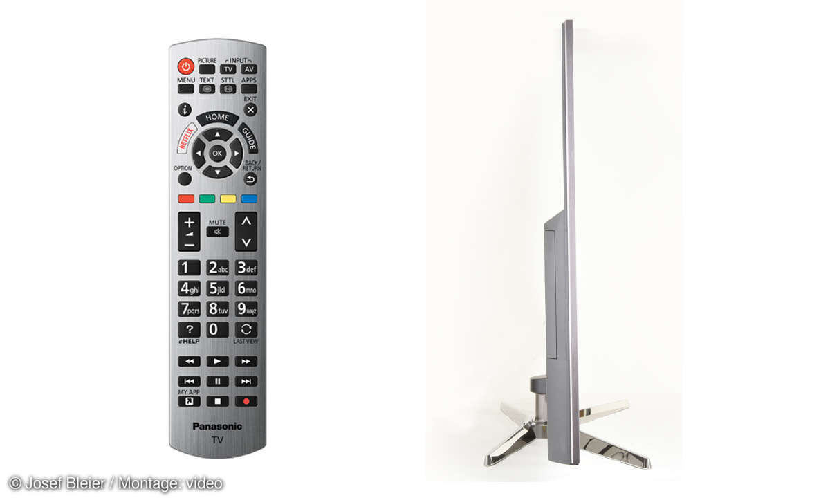 Panasonic TX-75GXW945 im Test - Fernbedienung & Seitenansicht