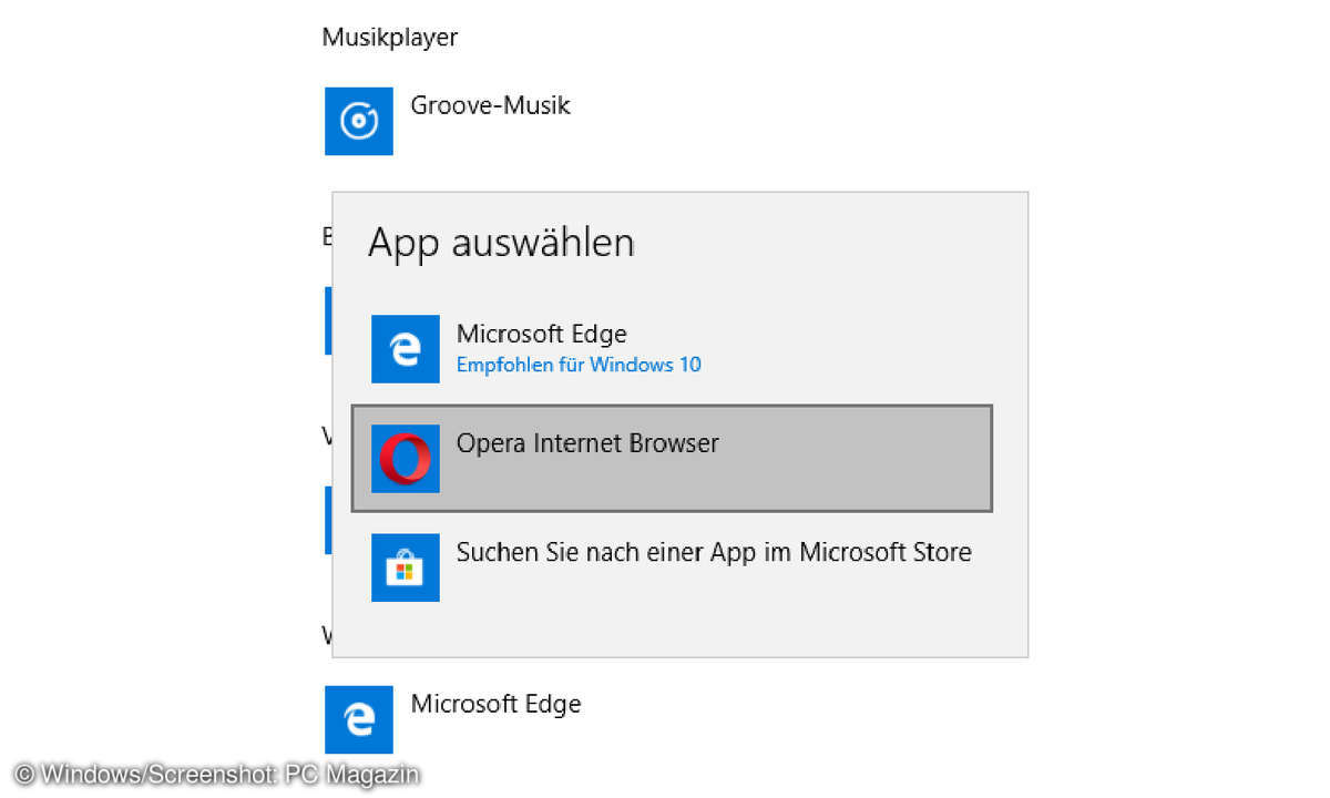 Standardbrowser auswählen