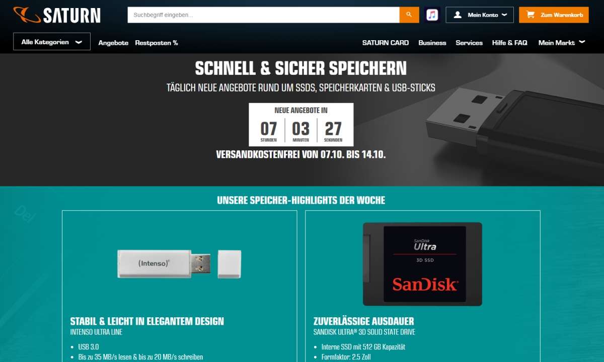 Saturn hat Speicher im Angebot