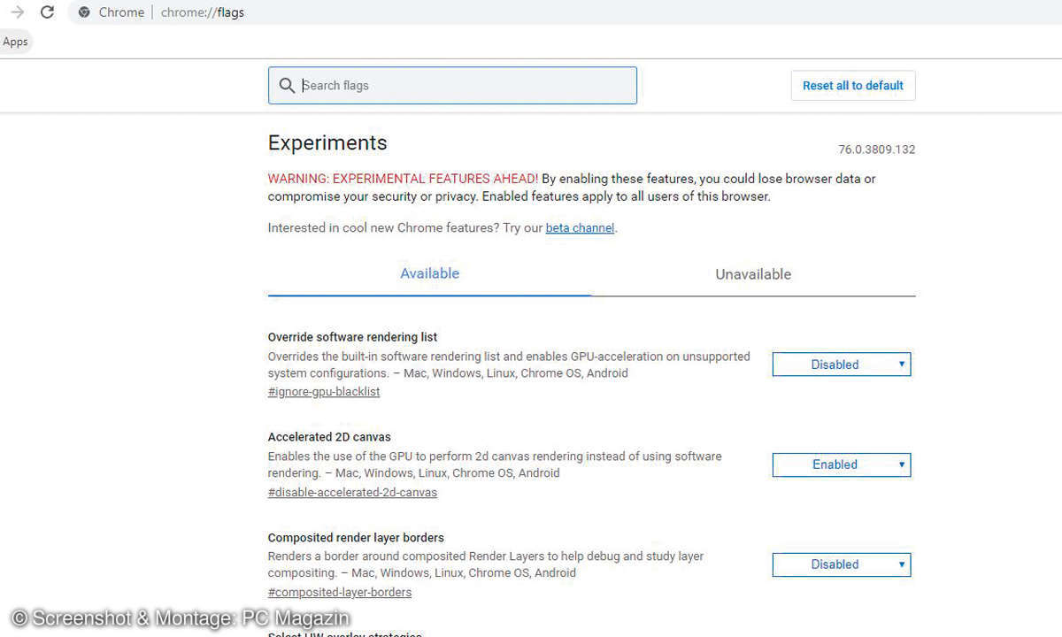 Browser-Vergleich: Chrome Screen