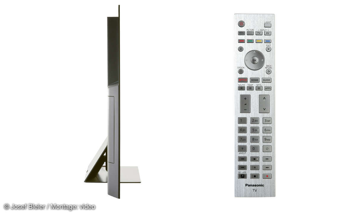 Panasonic TX-65GZW2004 im Test: Seitenansicht & Fernbedienung