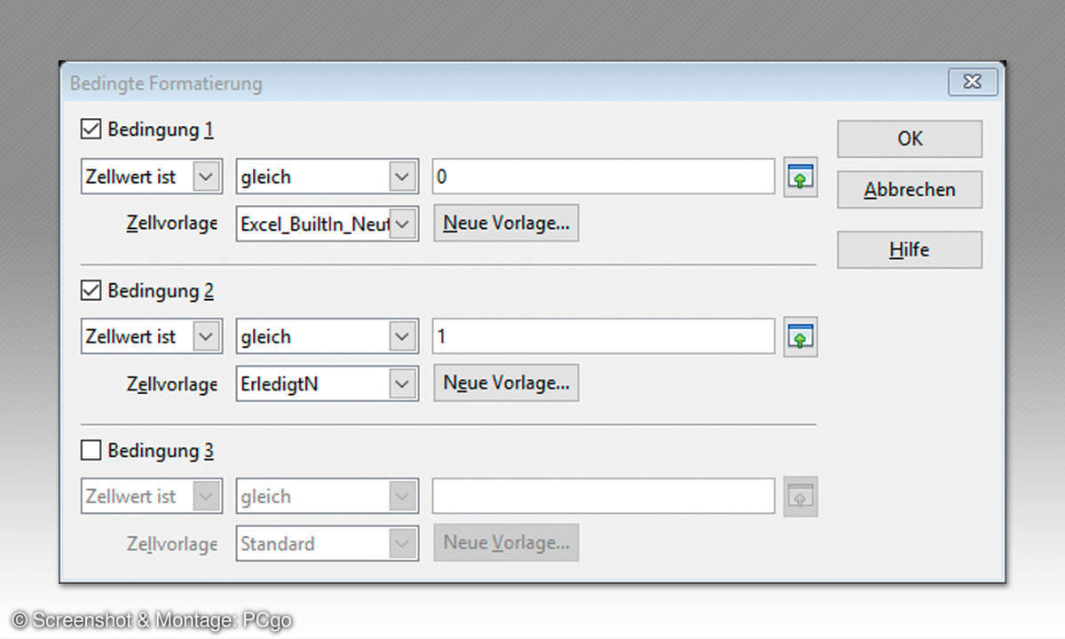 OpenOffice Calc: So erstellen Sie einen Wochenplan für Hausarbeiten - 6. Bedingte Formatierung