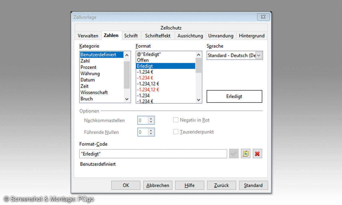 OpenOffice Calc: So erstellen Sie einen Wochenplan für Hausarbeiten - 6. Erledigt formatieren