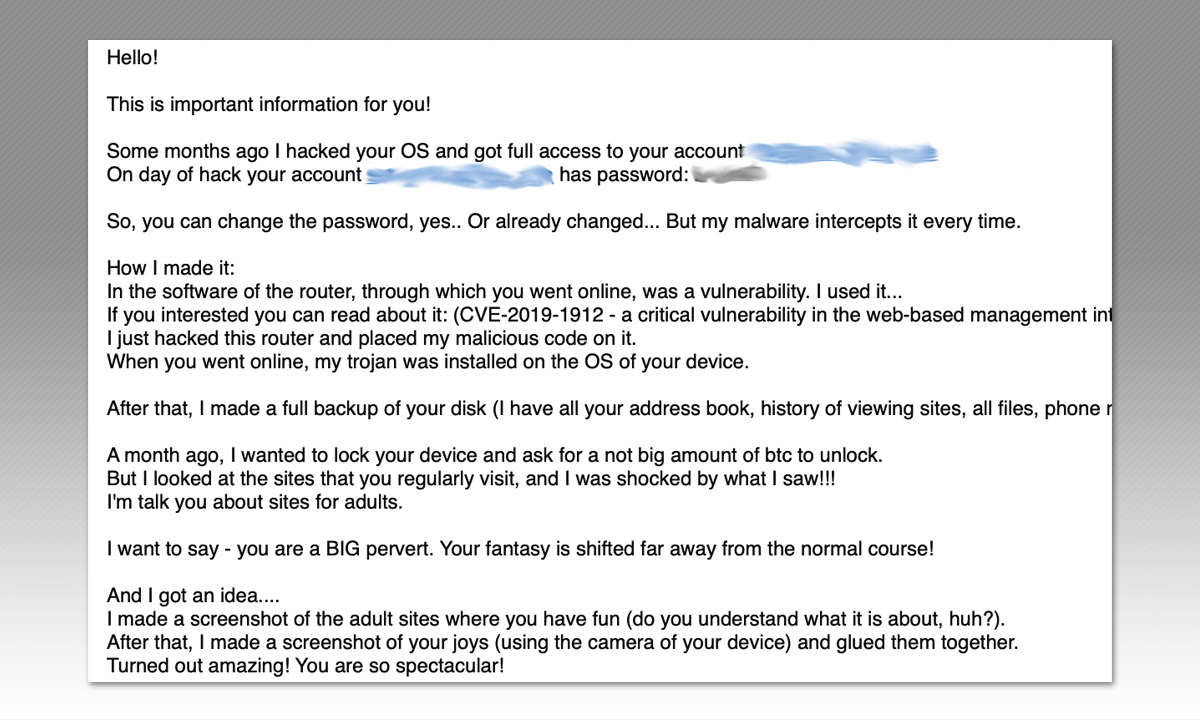 Die sechs größten Online-Fallen - so schützen Sie sich: Erpressermail - Screen