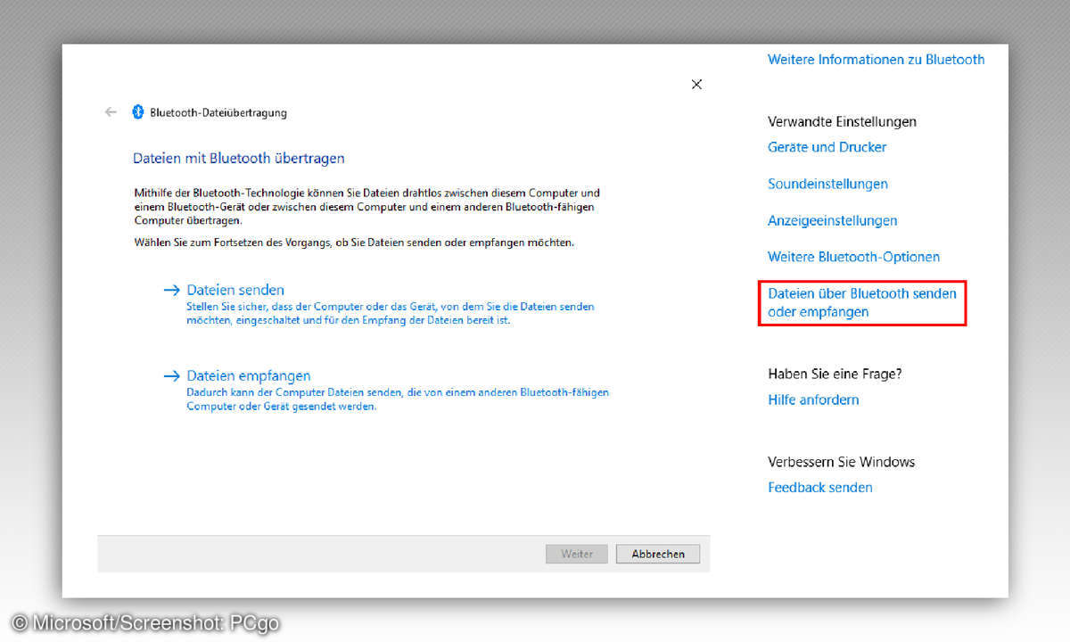 Bluetooth Dateien senden