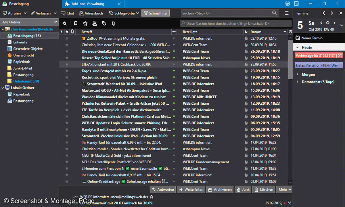 Die Top 13 Tipps und Tricks zu Thunderbird - Dunkles Design