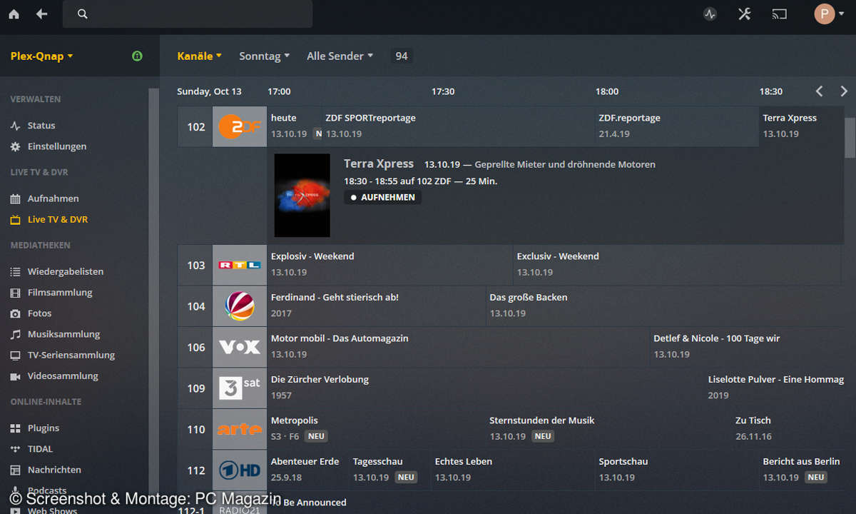 NAS-Mediathek: Aufnehmen, Schneiden und mehr - Plex Media Server