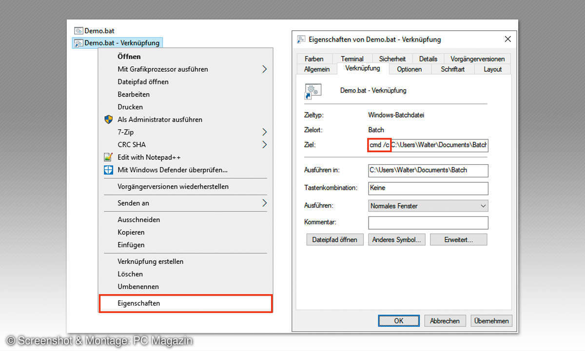 Windows 10: So erstellen und nutzen Sie Batch-Dateien - Taskleiste aufrufen Screenshot