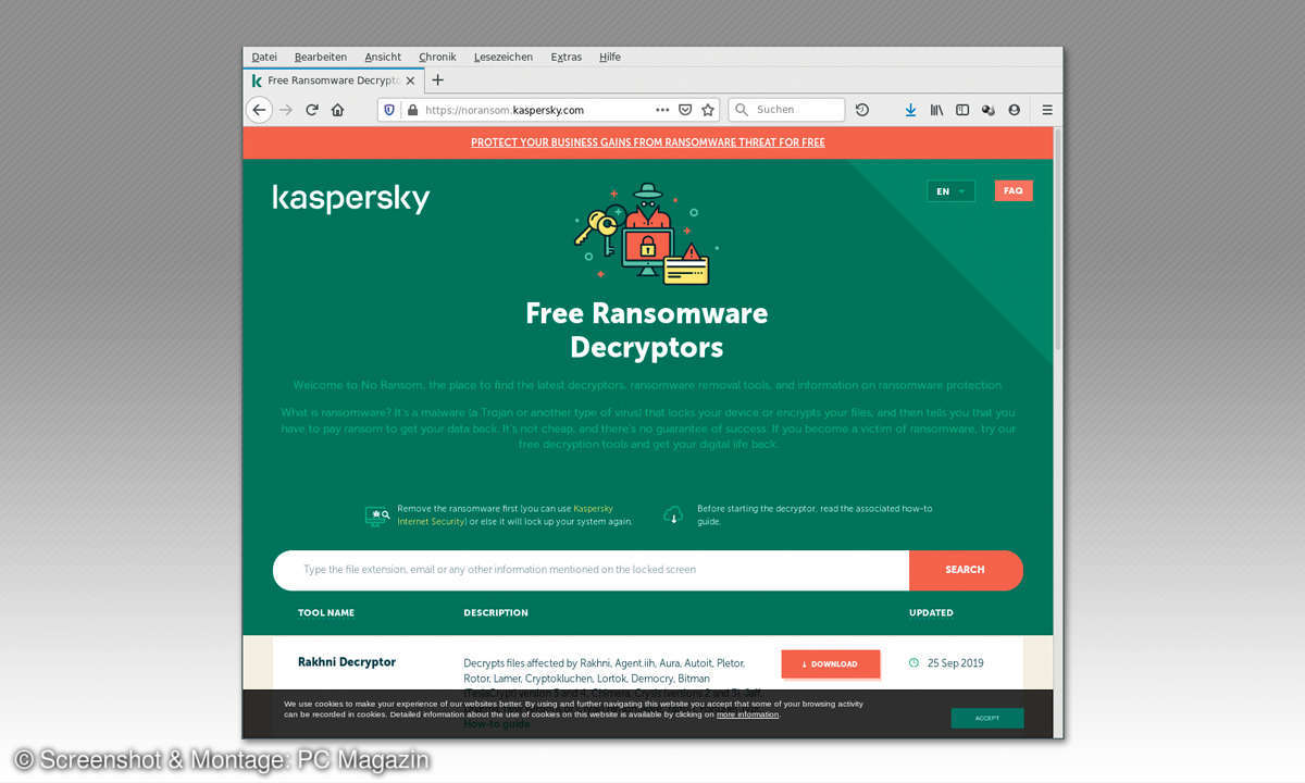 Ransomware: Kaspersky Free Ransomware Decryptors Screen Shot
