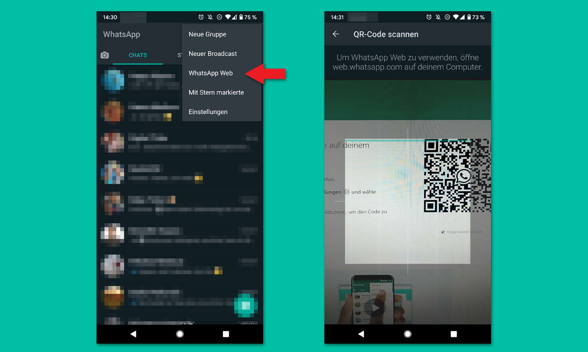 whatsapp web qr code scannen
