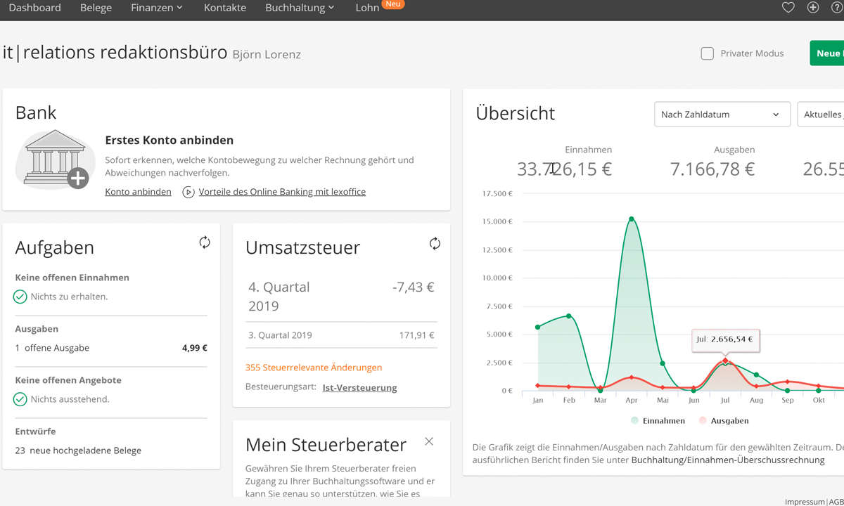 LexOffice Buchhaltung & Berichte Screenshot