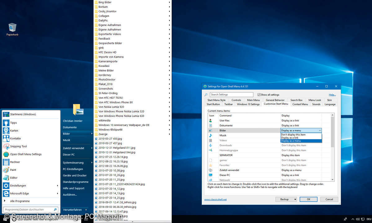 Windows 10: Klassische Startmenüs von Win7 oder XP mit Open-Shell-Menu einrichten - Tipp 3