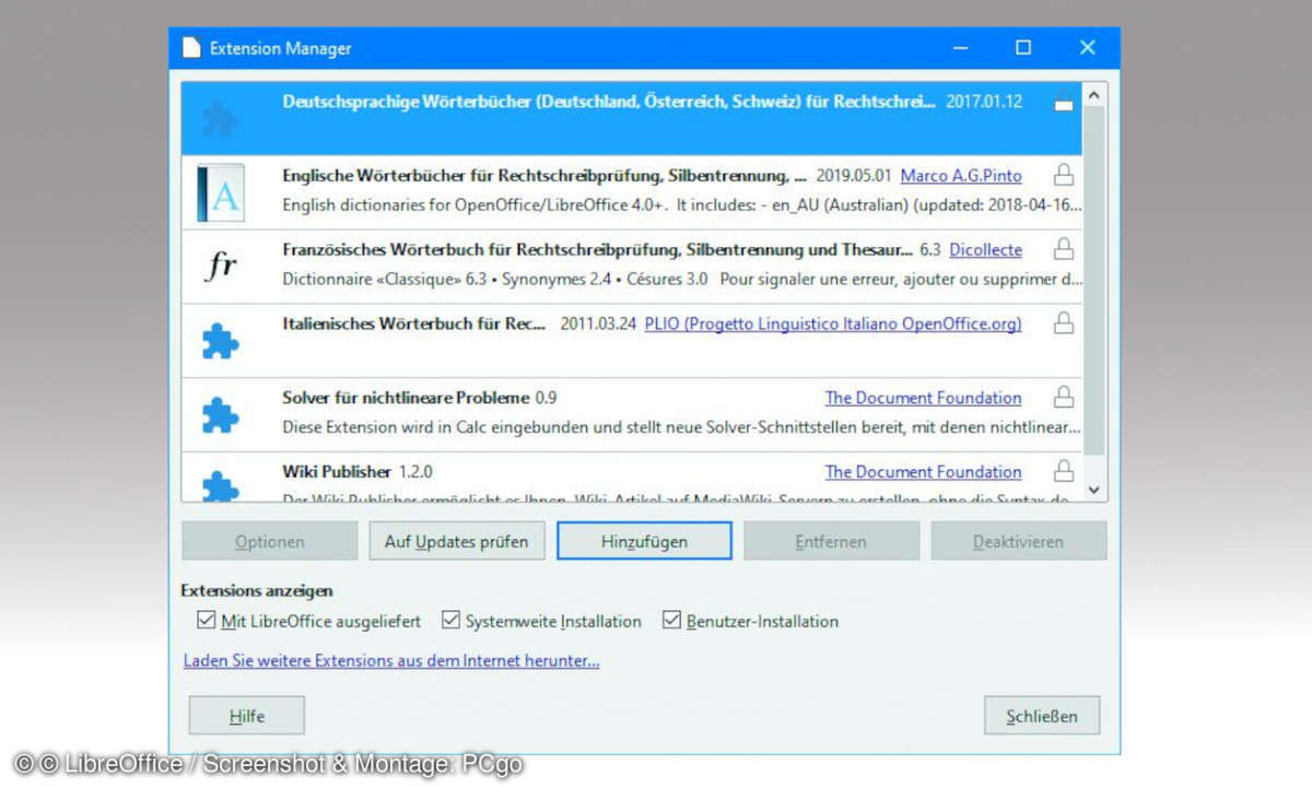 LibreOffice Extensionmanager