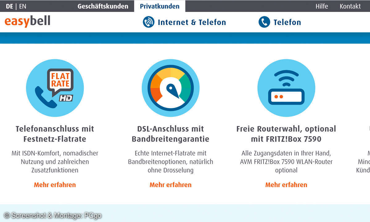 Tarife für Internet und Telefon: Easybell Screenshot