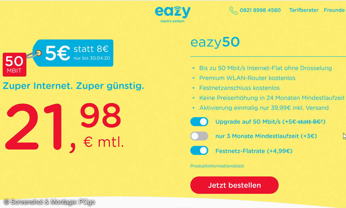 Tarife für Internet und Telefon: Eazy Screenshot