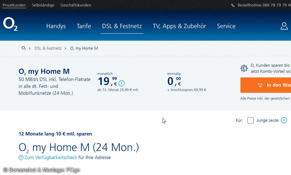 Tarife für Internet und Telefon: o2 Screenshot