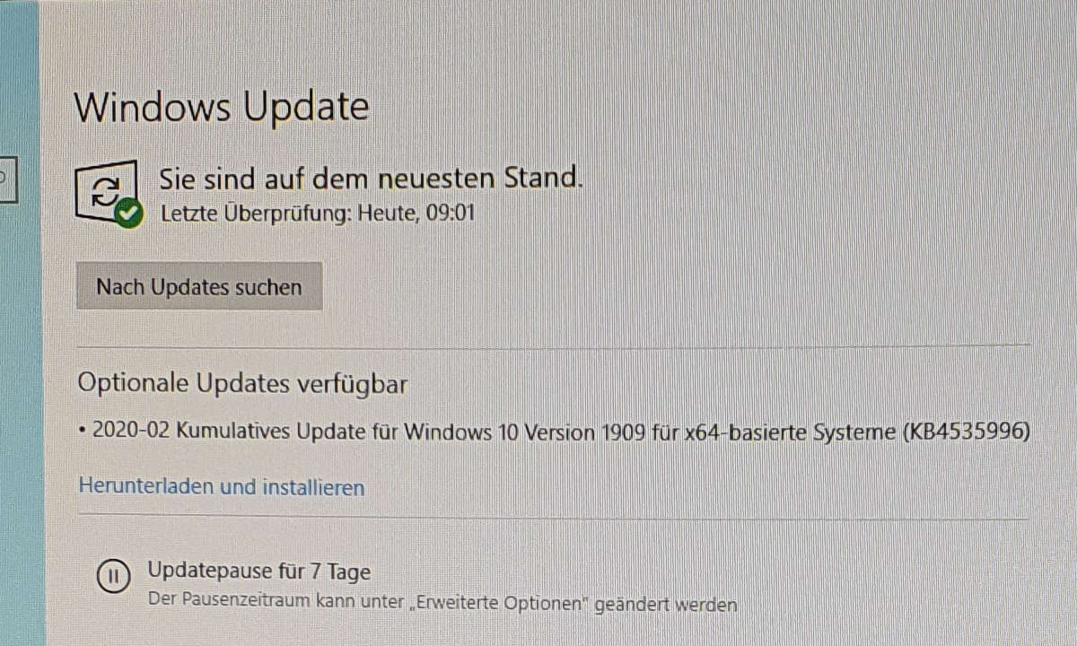 Windows 10: KB4535996
