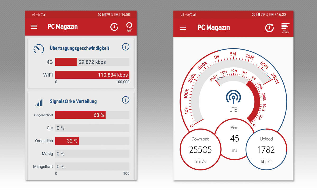Mobilfunk-Benchmark 2020: So haben wir getestet - Speedtest App PC Magazin Screenshots